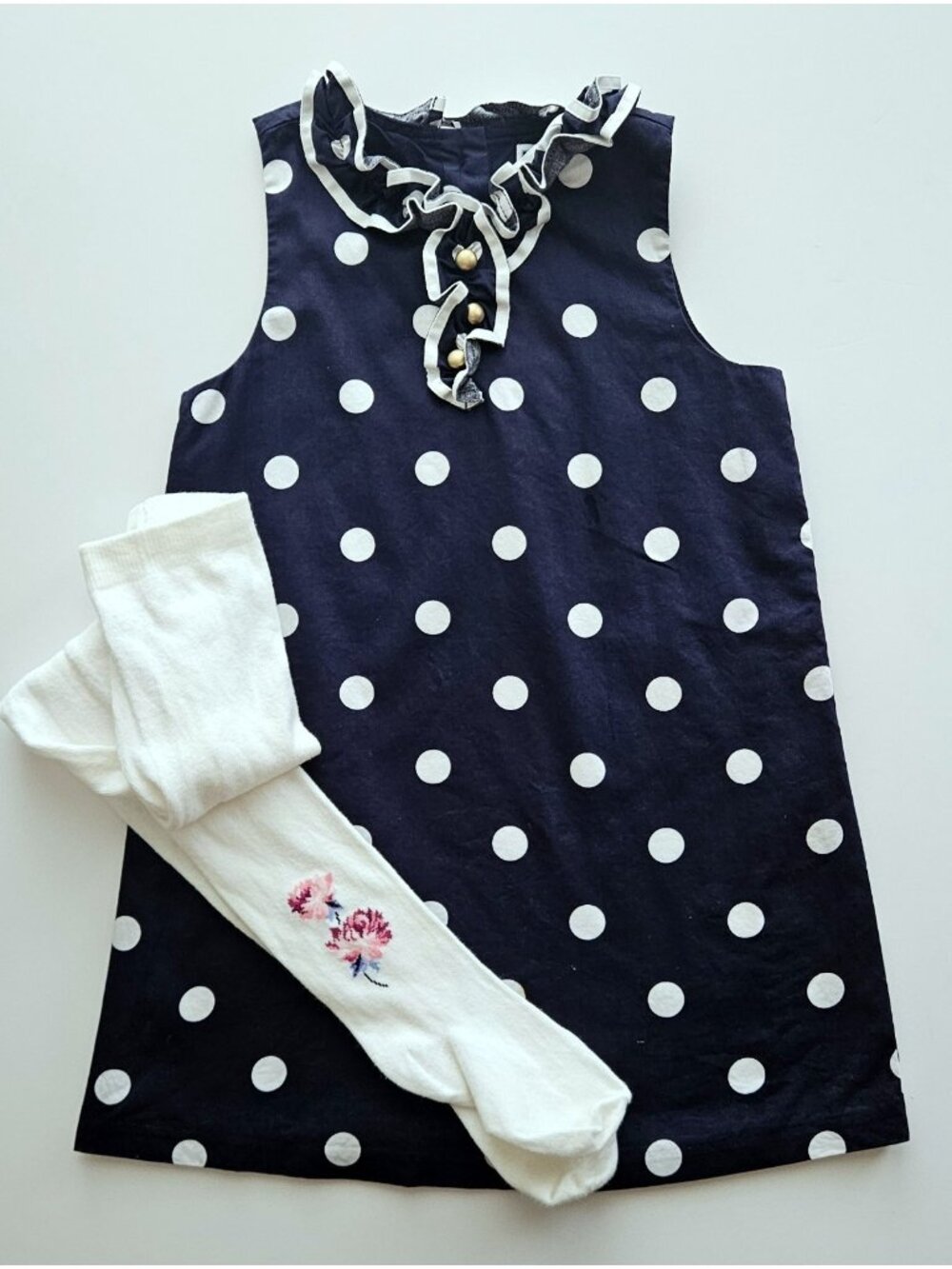 Janie and Jack 4 Bloom Town Polka Dot Navy Sheath Dress